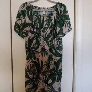 off the shoulder monstera dress